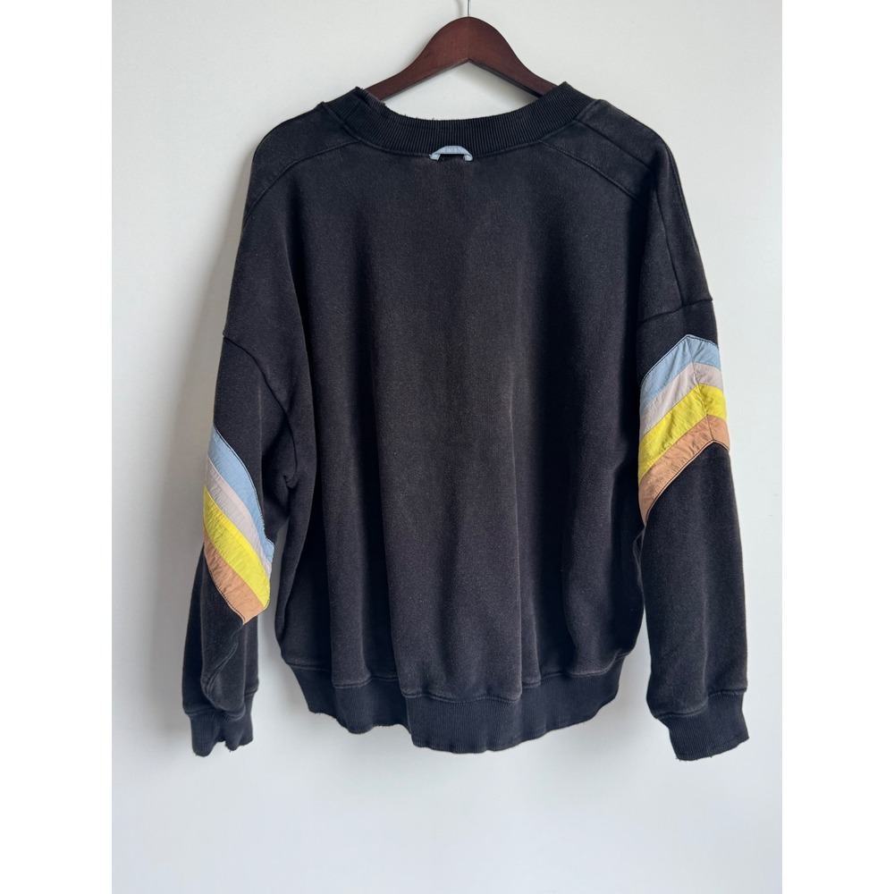 Free People Movement In The Zone Oversized Sweatshirt Black Retro Chevron Medium